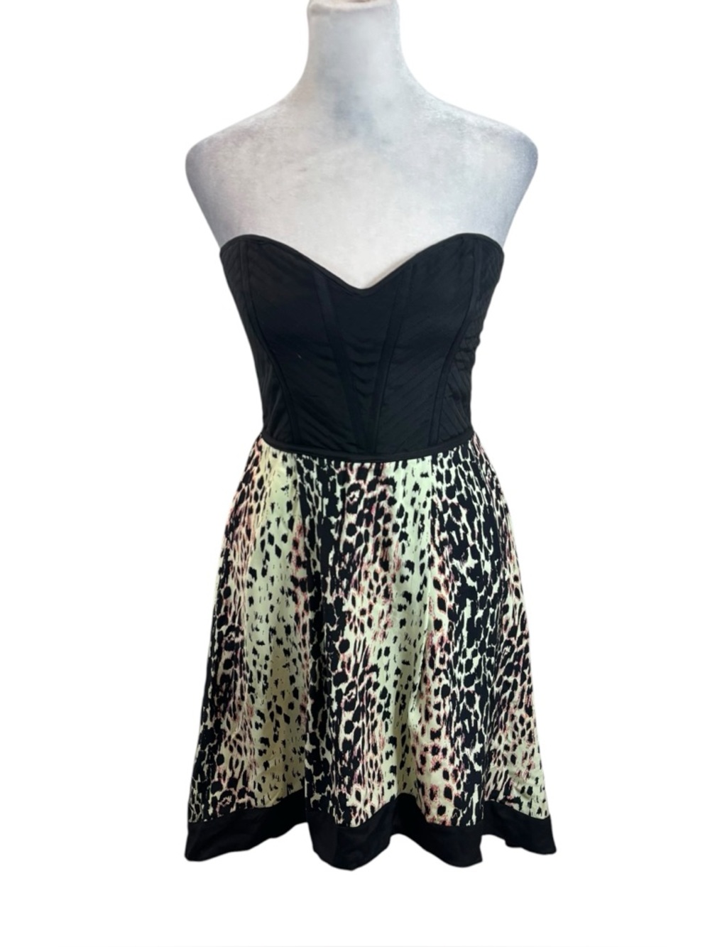 Brand new with Tags Parker Black‎ Multicolor Leopard Print Strapless Dress Small
